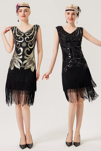 Red Fringes Sparkly 1920s Gatsby Dress