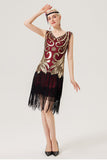 Red Fringes Sparkly 1920s Gatsby Dress