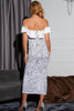 Load image into Gallery viewer, Black Off the Shoulder Sequins Formal Dress with Slit