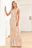 Load image into Gallery viewer, Champange Sparkly Sequins Long Mermaid Formal Dress