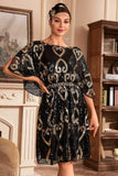 White Sparkly Batwing 1920s Dress with Sequins