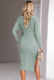 Bodycon Apricot V Neck 3/4 Sleeves Work Dress