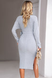 Bodycon Apricot V Neck 3/4 Sleeves Work Dress