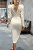 Load image into Gallery viewer, Bodycon Apricot Long Sleeves Round Neck Work Dress