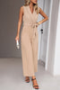 Load image into Gallery viewer, Khaki V Neck Sleeveless Jumpsuit For Work