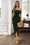 Brown Off the Shoulder Bodycon Work Dress