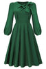 Load image into Gallery viewer, Dark Green Long Sleevs A Line Long Work Dress