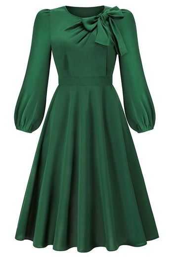 Dark Green Long Sleevs A Line Long Work Dress