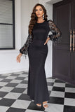 Dark Green Sequins Sheath Long Sleeves Formal Dress