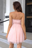 Load image into Gallery viewer, Pink Strapless A Line Tulle Short Formal Dress
