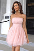 Load image into Gallery viewer, Pink Strapless A Line Tulle Short Formal Dress