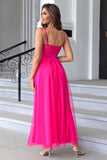 Black Spaghetti Straps A Line Tulle Open Back Long Formal Dress