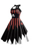 Load image into Gallery viewer, Halloween Skull Printed Halter Black Brown Vintage Dress