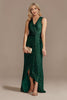 Load image into Gallery viewer, Champagne V-Neck High Low Sequin Formal Dress