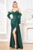 Load image into Gallery viewer, Dark Green Detachable Sleeves Spaghetti Straps Long Formal Dress