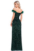 Load image into Gallery viewer, Sparkly Sequin Dark Green Mermaid Off the Shoulder Formal Dress With Slit
