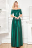 Load image into Gallery viewer, Off the Shoulder Dark Green Sparkly Sequin Long Formal Dress With Slit