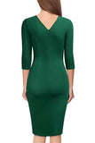 Black Bodycon Knee-Length 3/4 Sleeve Party Dress With Belt