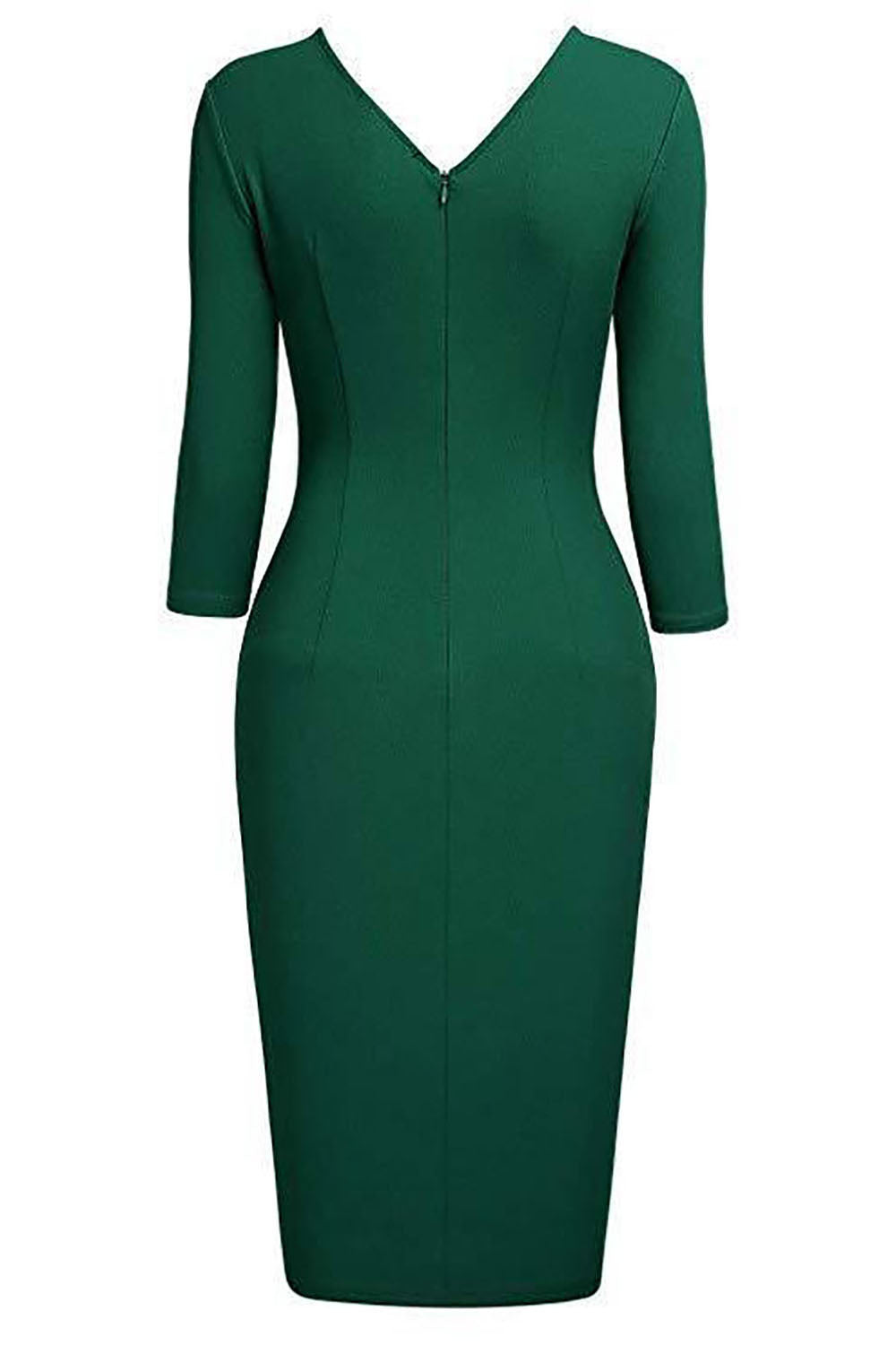 Black Bodycon Knee-Length 3/4 Sleeve Party Dress With Belt