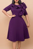 Load image into Gallery viewer, A Line Large Swing Ruffled Purple Short Work Dress