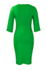 Load image into Gallery viewer, Bodycon Pleated Short Green Work Dress with Short Sleeves