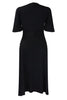 Load image into Gallery viewer, Black Round Neck Ruched Short Sleeves Work Dress