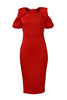 Load image into Gallery viewer, Bodycon Green Round Neck Cold Shoulder Work Dress
