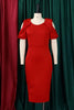 Load image into Gallery viewer, Bodycon Green Round Neck Cold Shoulder Work Dress