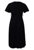 Load image into Gallery viewer, A-Line Black V-Neck Ruched Work Dress With Ruffle sleeves