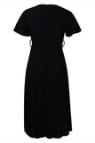 A-Line Black V-Neck Ruched Work Dress With Ruffle sleeves