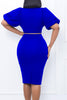 Load image into Gallery viewer, Bodycon Black V-Neck Work Dress With Puff Sleeves