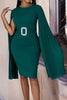 Load image into Gallery viewer, Black Bodycon Round Neck Cape Plus Size Dress