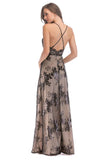 Black Spaghetti Strap Deep V-neck Long Evening Dress