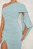 Load image into Gallery viewer, Blue One Shoulder Bodycon Long Cocktail Dress