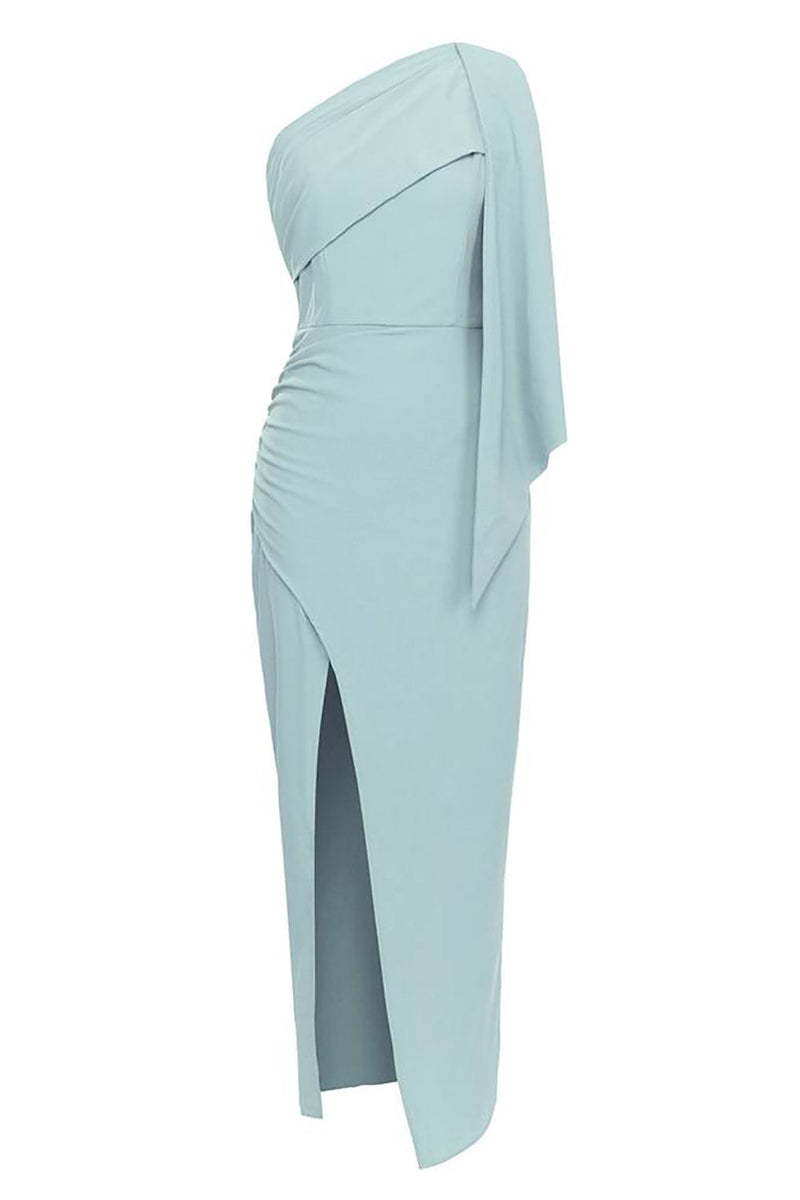 Load image into Gallery viewer, Blue One Shoulder Bodycon Long Cocktail Dress