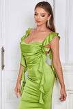 Green Sweetheart Neck Bodycon Long Open Back Party Dress