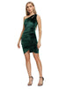 Load image into Gallery viewer, One Shoulder Velvet Holiday Party Dress with Pleated