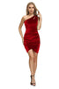 Load image into Gallery viewer, One Shoulder Velvet Holiday Party Dress with Pleated