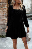 Black Velvet A line Holiday Party Dress with Pleated