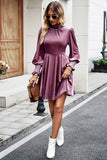 Burgundy Long Sleeves A Line Velvet Holiday Party Dress