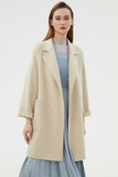 Black Long Notched Lapel Reversible Wool Coat with Belt