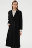 Load image into Gallery viewer, Black Double Breasted Notched Lapel Slim Simple Long Wool Coat With Pockets