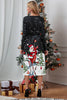 Load image into Gallery viewer, Christmas Printed Black Long Sleeve Holiday Dress