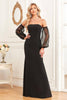 Load image into Gallery viewer, Detachable Sleeves Black Sheath Sparkly Formal Dress