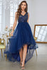 Load image into Gallery viewer, Dark Blue Asymmetrical A-Line V-Neck Formal Dress With Sleeveless
