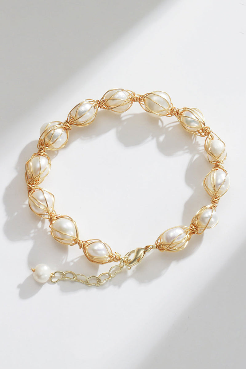 Load image into Gallery viewer, Golden Exquisite Natural Freshwater Pearls Bracelet