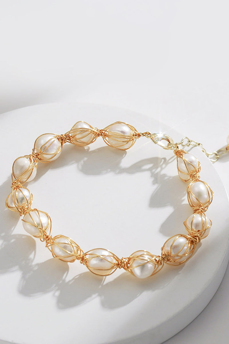 Load image into Gallery viewer, Golden Exquisite Natural Freshwater Pearls Bracelet