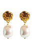 Load image into Gallery viewer, Shaped Pearl Rose Stud Earrings