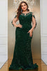 Load image into Gallery viewer, Dark Green Mermaid Plus Size Sequin Formal Dress with Appliques