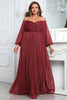 Load image into Gallery viewer, Black A-Line Off The Shoulder Plus Size Formal Dress